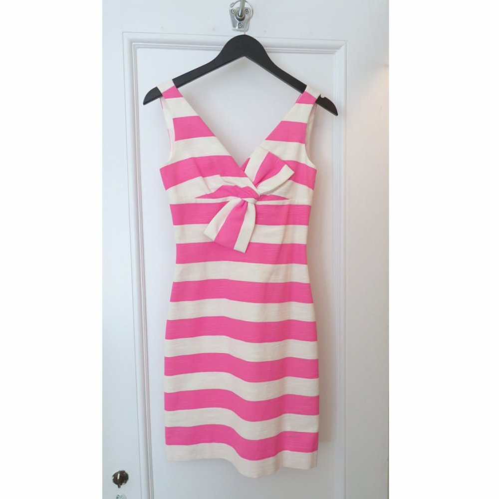Kate Spade "Silver Screen" Striped Dress | Size 00 | Pink & White